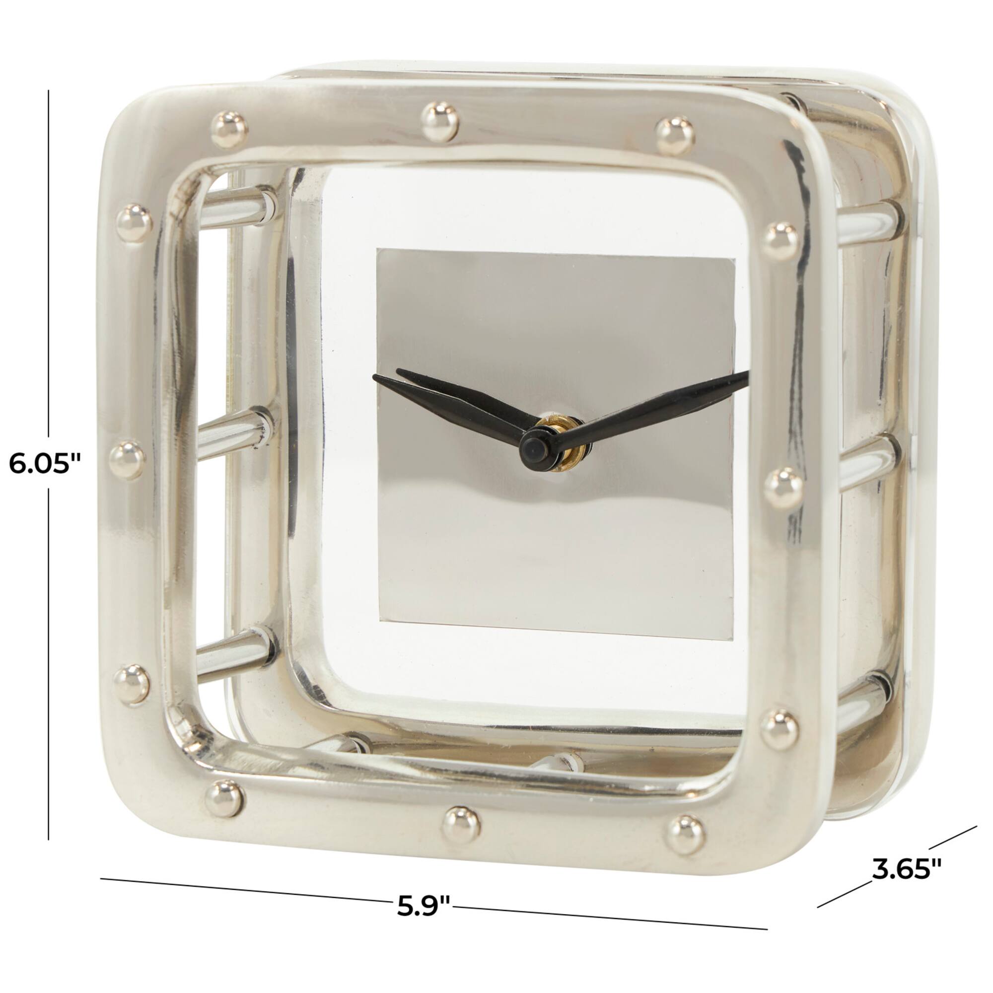 6" Silver Aluminum Geometric Dimensional Open Frame Clock